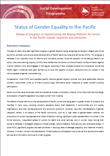 Status of Gender Equality in the Pacific