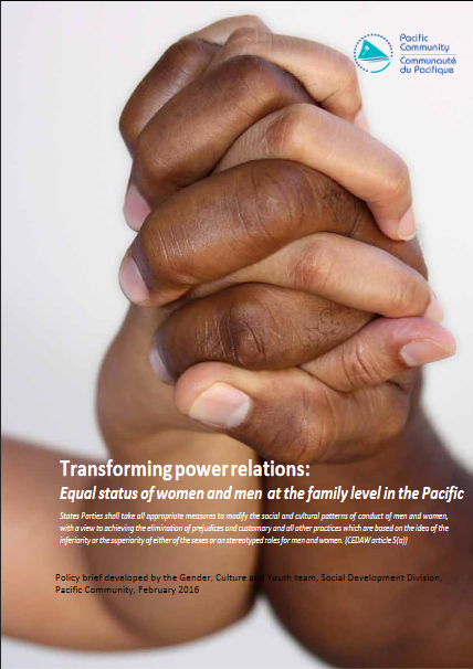 Transforming power relations: equal status of women and men at the family level in the Pacific