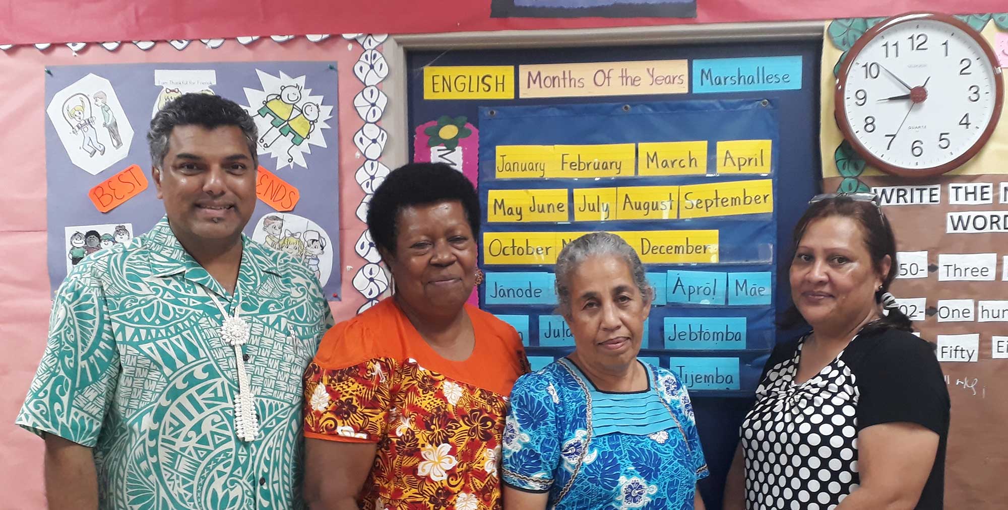 RRRT staff member Nilesh Goundar with representatives of the Marshall Islands Public School System
