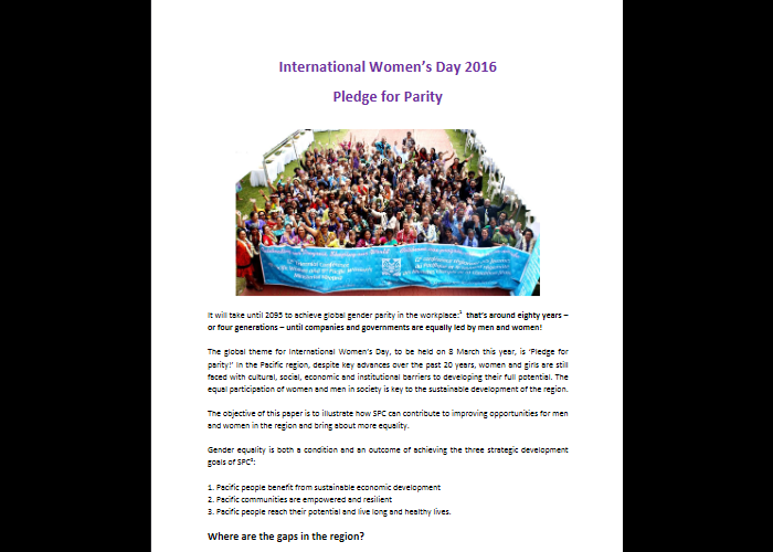 International Women’s Day 2016: pledge for Parity 