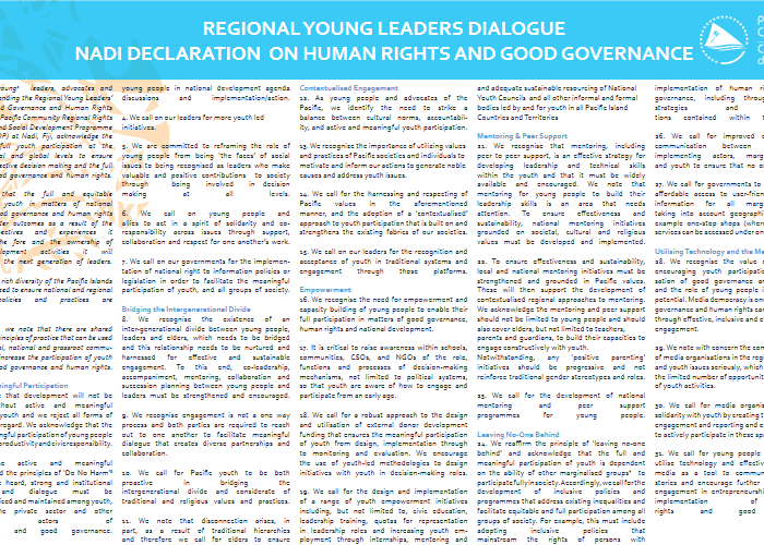 Young Leaders Dialogue Nadi Declaration on Human Rights and Good Governance