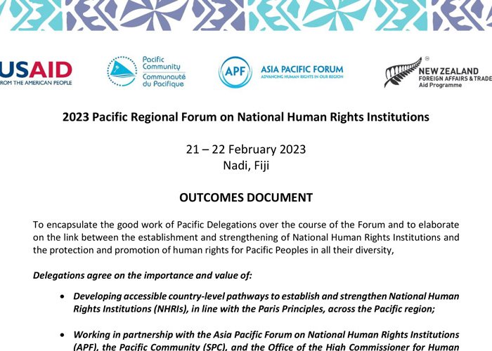 2023 Pacific Regional Forum on National Human Rights Institutions